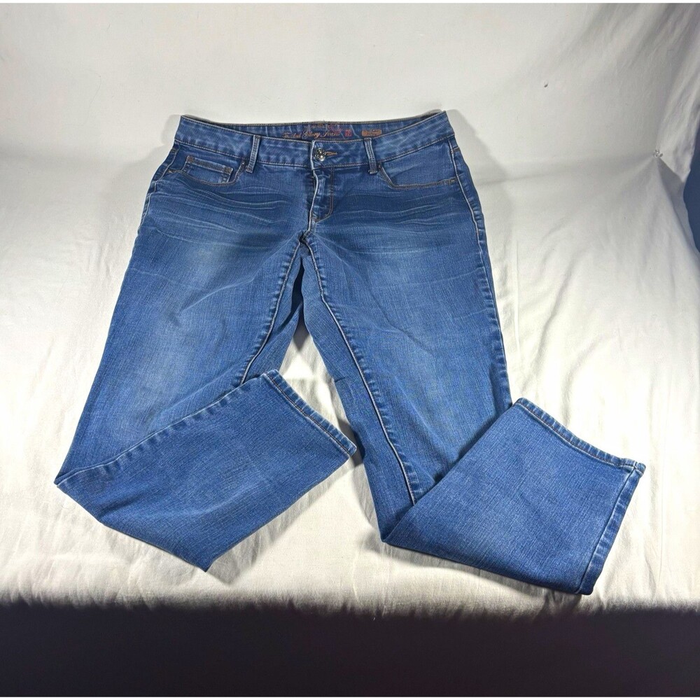 Faded Glory Women’s Blue Medium Wash Denim Skinny Mid Rise Stretch Jeans Size 14